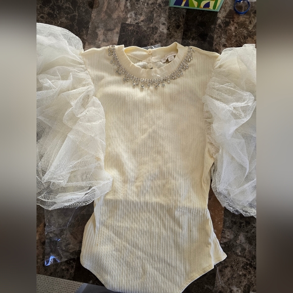 Organza ruffled embellished bodysuit - Picture 7 of 8